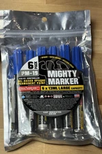 6 Pack PM-19 Mighty Marker Industrial Grade Permanent Paint Marker    BLUE LOT