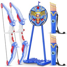 2 Pack Bow and Arrow for Kids, LED Light Up Archery Toy Set with 20 Suction C...