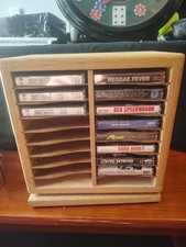Oak Cassette Storage Box Organizer Rack 36-Slot Holder Carousel. No Cassettes