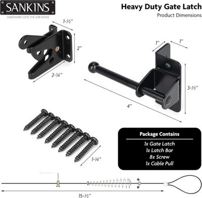 #ad Self Locking Gate Latch with Spring Cable Pull for Wooden Fence Gate Heavy Duty $25.10
