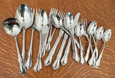 22 PIECES ONEIDA CHATEAU STAINLESS STEEL SERVING PIECES FORKS SPOONS KNIVES