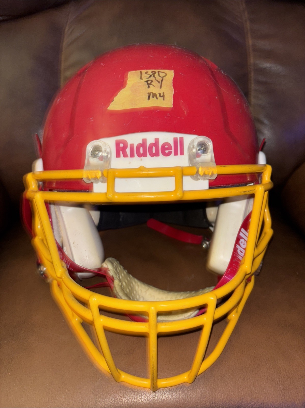 Riddell Speed Medium Football Helmet (Red W/ Yellow Face Mas