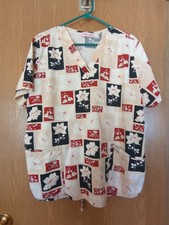 Ladies Scrub Top Cotton Blend SS Floral Print Size XL By Cherokee