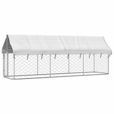 Dog Kennel Silver Galvanized steel, 100 polyethylene Large