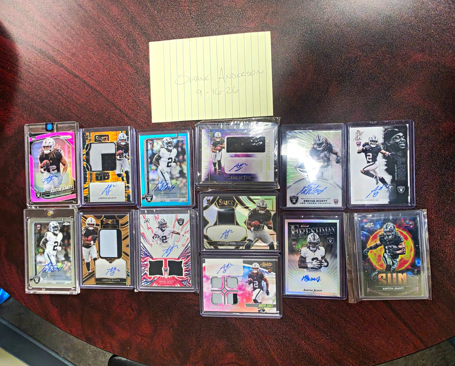 Panini Ashton Jeanty Las Vegas Raiders RC Auto Memorabilia/Patch 13 Card Lot