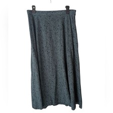 Vintage L.L. Bean Green Floral Cotton Cottagecore Farmhouse Midi Skirt Size L