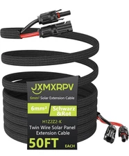 50Ft 10AWG Solar Cable Extension with Protection Cover, Solar 50FT with Cover