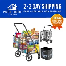 Versatile 455 lbs Heavy Duty Shopping Cart with Waterproof Liner - Easy Assemble