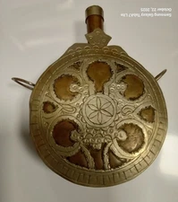 Antique Moroccan Brass Powder Flask Circa 1880'S-1920'S Rare
