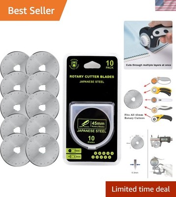 45mm Rotary Cutter Blades 10 Pack Fits Olfa, Fiskars, Replacement Rotary Blad...