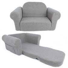 Chairs for Toddler, 2-in-1 Toddler Soft Teddy Baby Couch Fold Out, Convertibl...