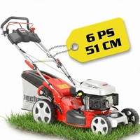 Benzin RasenmäHer Mit Antrieb 51Cm Schnittbreite 6 Ps 5In1 Mulchkit +ÖL 60L Korb