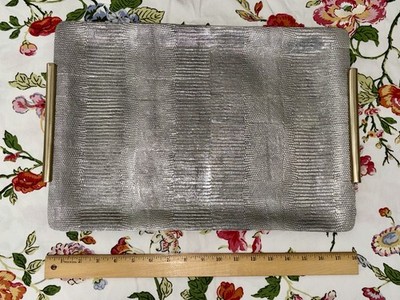 Beatriz Ball Sierra Modern Python Texture Large Tray w/ Gold Tone Handles