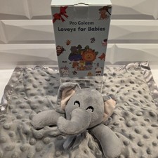 Gray Elephant Baby Lovey Security Blanket Satin Crinkle Ear Minky Dots 16  by 16
