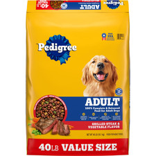 Pedigree Complete Nutrition Adult Dry Dog Food, Steak Vegetable Flavor, 40 lbs