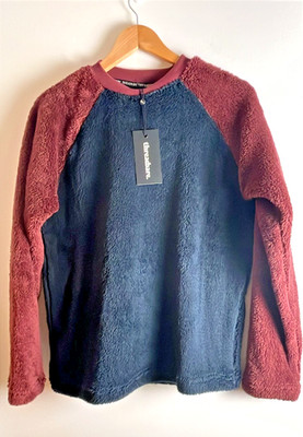 THREADBARE  - FLEECE LONG SLEEVE - SIZE S - BLUE / BURGUNDY