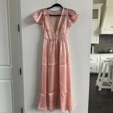 NWT Reformation Glory Shimmer Pink Flutter Sleeve Dress