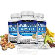 3PACK Toplux Nutrition Magnesium Complex 1000mg Supports 8 Elemental Magnesium
