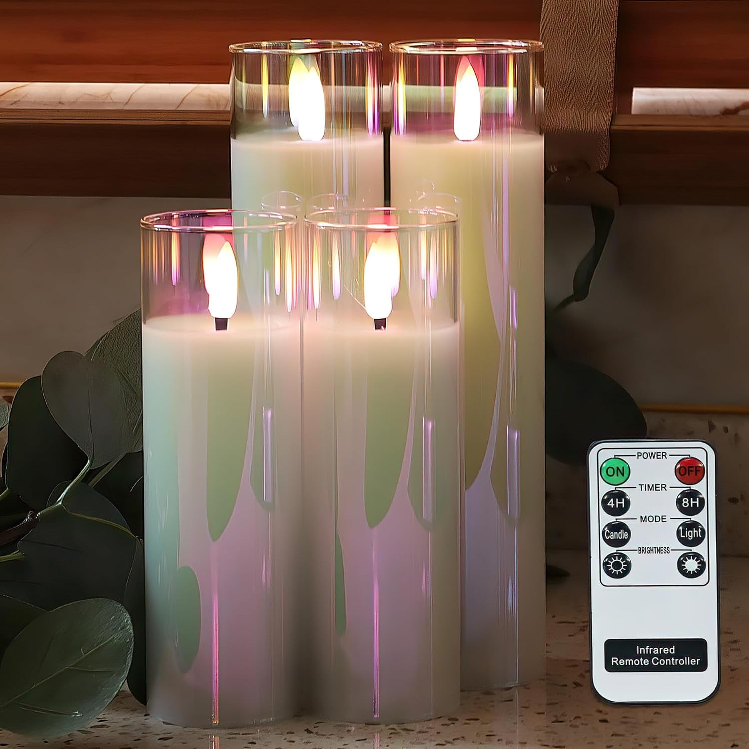 4 Candele LED Vetro Bianco: Il Calore del Natale di Una Volta
