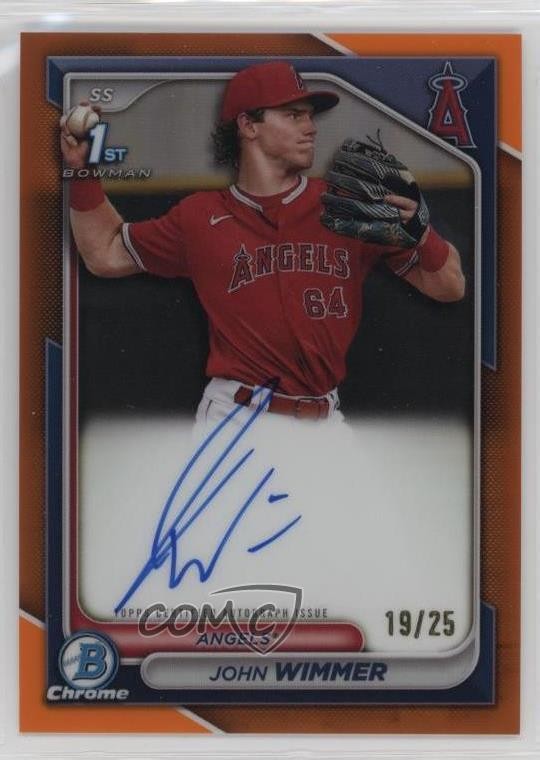 2024 Bowman Chrome Prospect Orange Refractor 19/25 John Wimmer #CPA-JW Auto 03ox