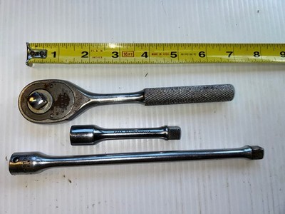 Proto 3/8 inch drive pear head ratchet #5249 with two extensions