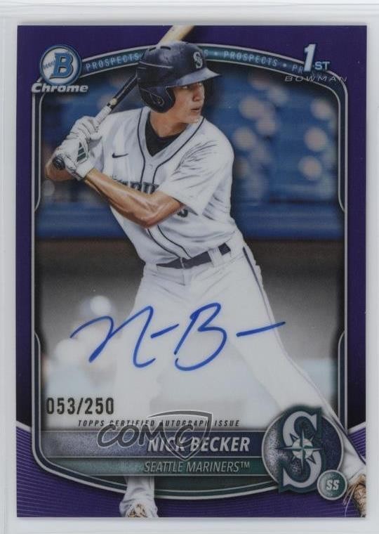 2025 Bowman Draft Chrome Prospect Purple Refractor 53/250 Nick Becker Auto 0ca0