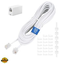 Phone Extension Cord 33Ft10m, Telephone Cable with Standard RJ11 Plug and 1 i...