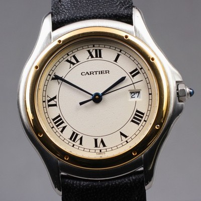 Cartier Cougar Panthere 118000R Unisex Quarzuhr 32mm Gelbgold Datum Box