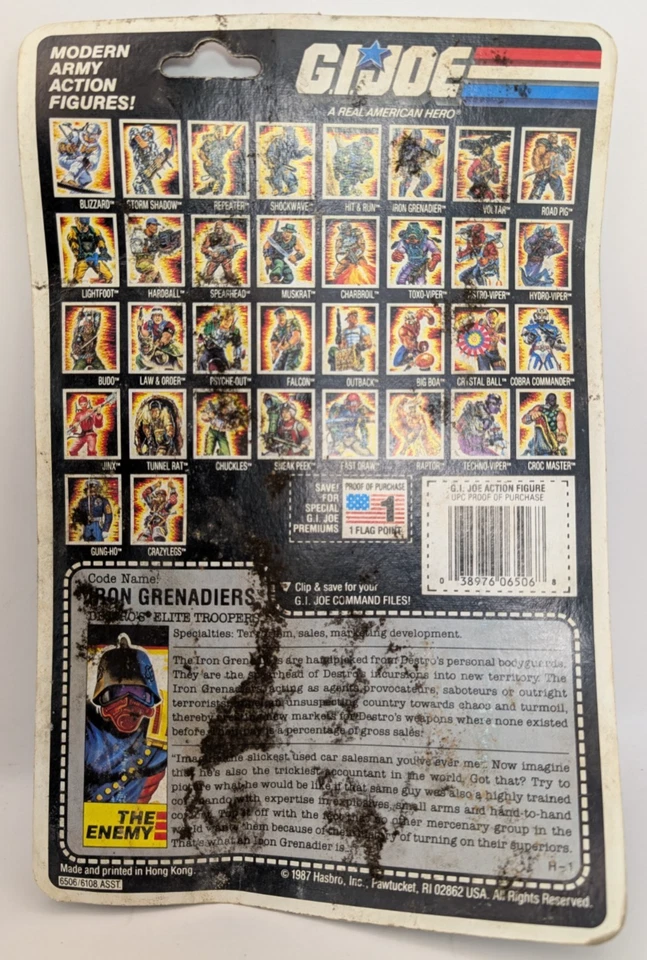 GI Joe Iron Grenadiers 1987 Hasbro Figura En Tarjeta - RK584 - Imagen 3 de 4