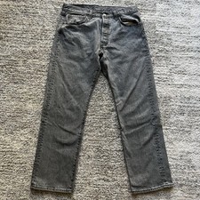 Levis 501 Jeans Mens 32x29 Gray Medium Wash Straight Leg Button Fly Denim