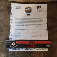2017 Stadium Series Radko Gudas Game Used Nameplate Meigray