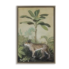 King Of Jungle Leopard Framed Floater Canvas Wall Art Design by Julia Purinton
