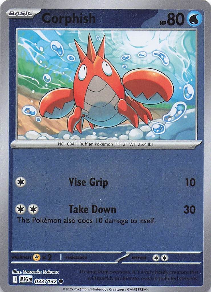Corphish #033/132 NM Reverse Holo Common ME01: Mega Evolution