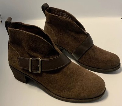 UGG Australia Wright Belted 1014184 Brown Suede Ankle Belted Bootie Boots UK 4,5
