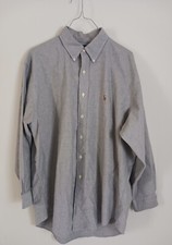 Ralph Lauren Mens Yarmouth Button Down Long Sleeve Shirt Blue Pinpoint 16 1/2