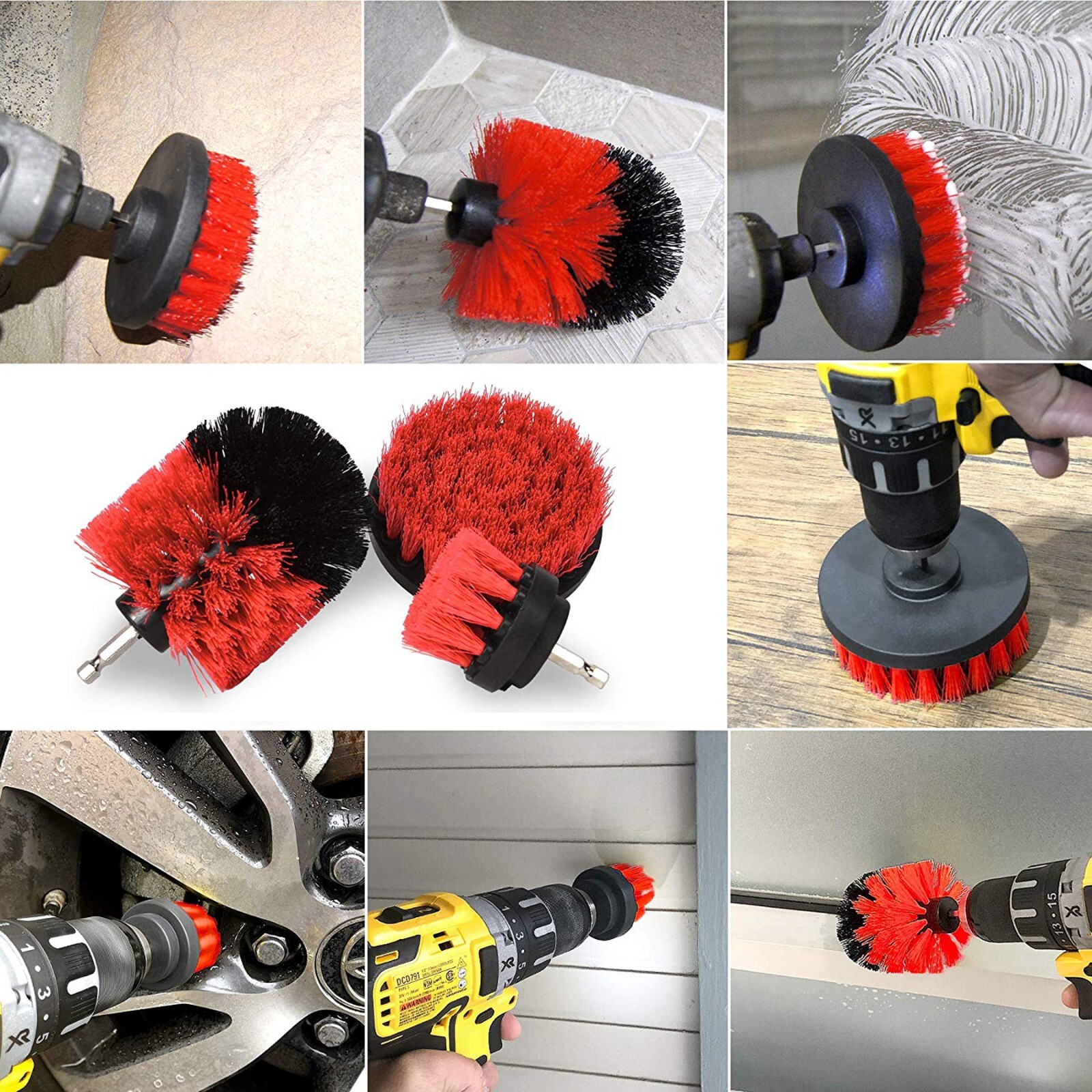 4PCs Home Drill Brush Attachment Power Scrubber Car Cleaning Kit Combo Scrub Tub