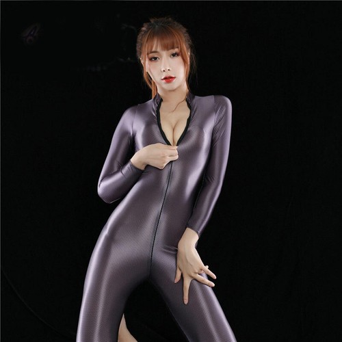 Dama Sedoso Manga Larga Entrenamiento Mono Cremallera Mameluco Bodycon Una Pieza - Imagen 9 de 10