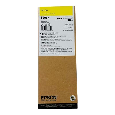 Genuine Epson T6064 Yellow Ink 220ml for Stylus Pro 4800/4880 Exp.05/17/2024