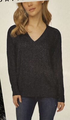 Buffalo Black/Grey Soft Knit V-Neck Sweater. Sz L. NWT!