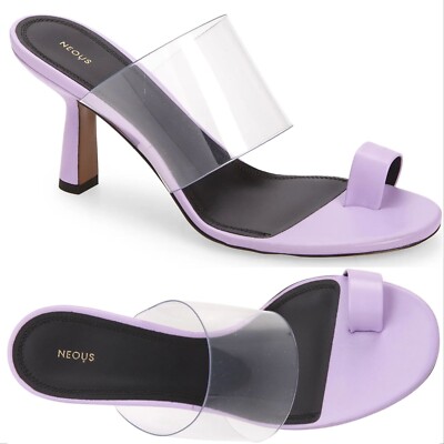 NEOUS Chost Toe Loop SANDALS Size 38 8 Lilac Purple Leather Transparent NEW $630