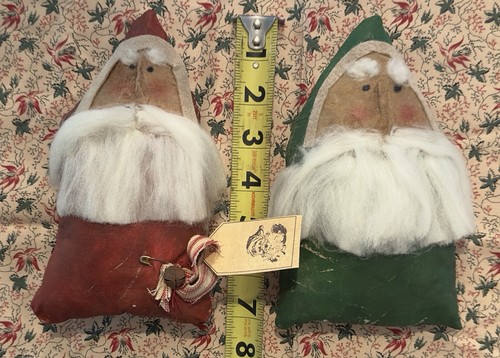 Primitive Style Santa Claus Tucks Bowl Basket Filler Ornies Christmas SET OF 2 - Picture 2 of 9
