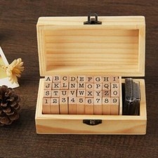 36pcs Wooden Alphabet Letter Number Stamper Seal Set DIY Craft Card Invitation