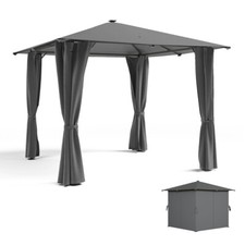 4m Gazebo With Sides Garden Marquee Awning Beach Party Camping Tent Canopy Light