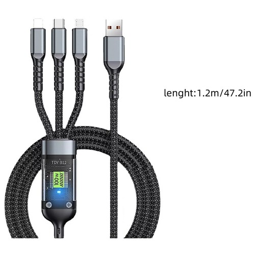 Transparent Luminous 3-in-1 Super Fast Charging Cable, USB Cable Fast Charging - Picture 16 of 18