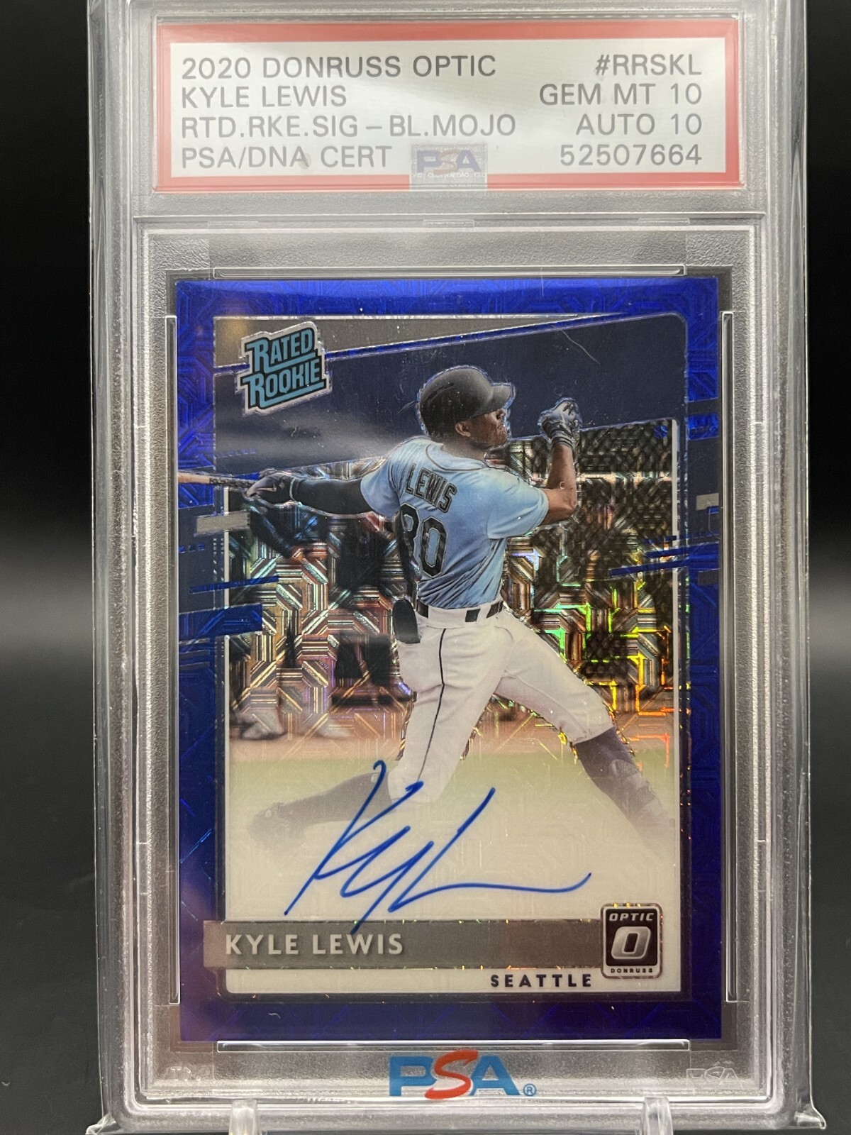2020 Panini Donruss Optic #RRS-KL Kyle Lewis - RC Auto Blue Mojo PSA 10 /99