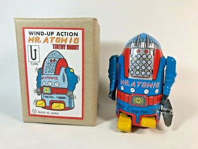 Blechspielzeug Mainspring MR, ATOMIC ROBOT blau Made in Japan