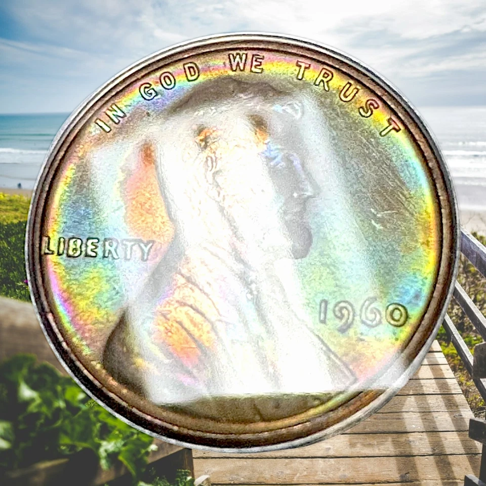 1960 Lincoln Cent 1c Small Date | ANACS MS64 RB | Rainbow Toner Wow! - Image 3 of 4