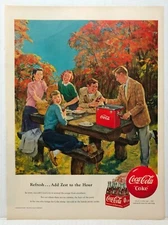 1950 Coca Cola Delicious & Refreshing 6 Pack Glass Bottles VINTAGE PRINT AD LM50