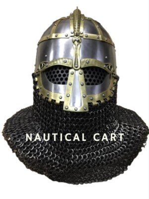 #ad Medieval Steel Viking Vendel Helmet With Chainmail SCA LARP Helmet Best Gift $147.60