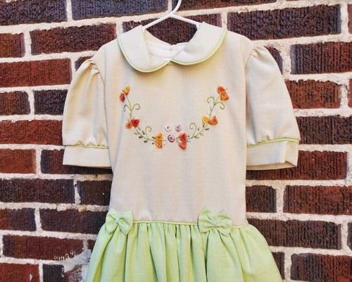 Girl's 12 vintage 50s tulle party dress embroidered &  Peter Pan collar - Picture 2 of 12